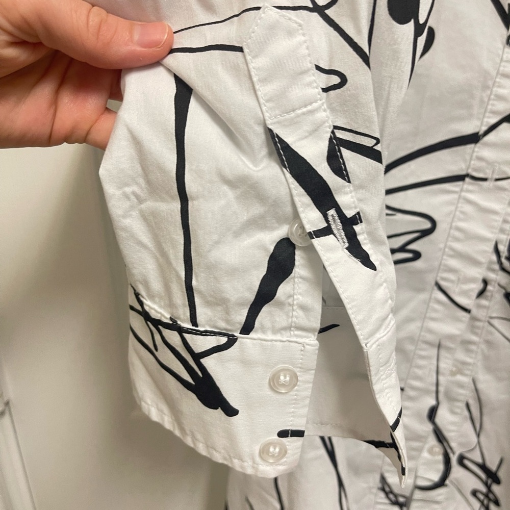 Finley White and Black Pattern Button down - Picture 7 of 11
